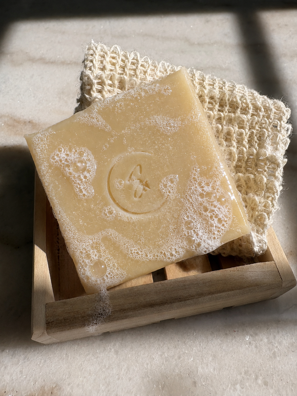 Chamomile Glow gentle botanical soap with rich creamy lather.