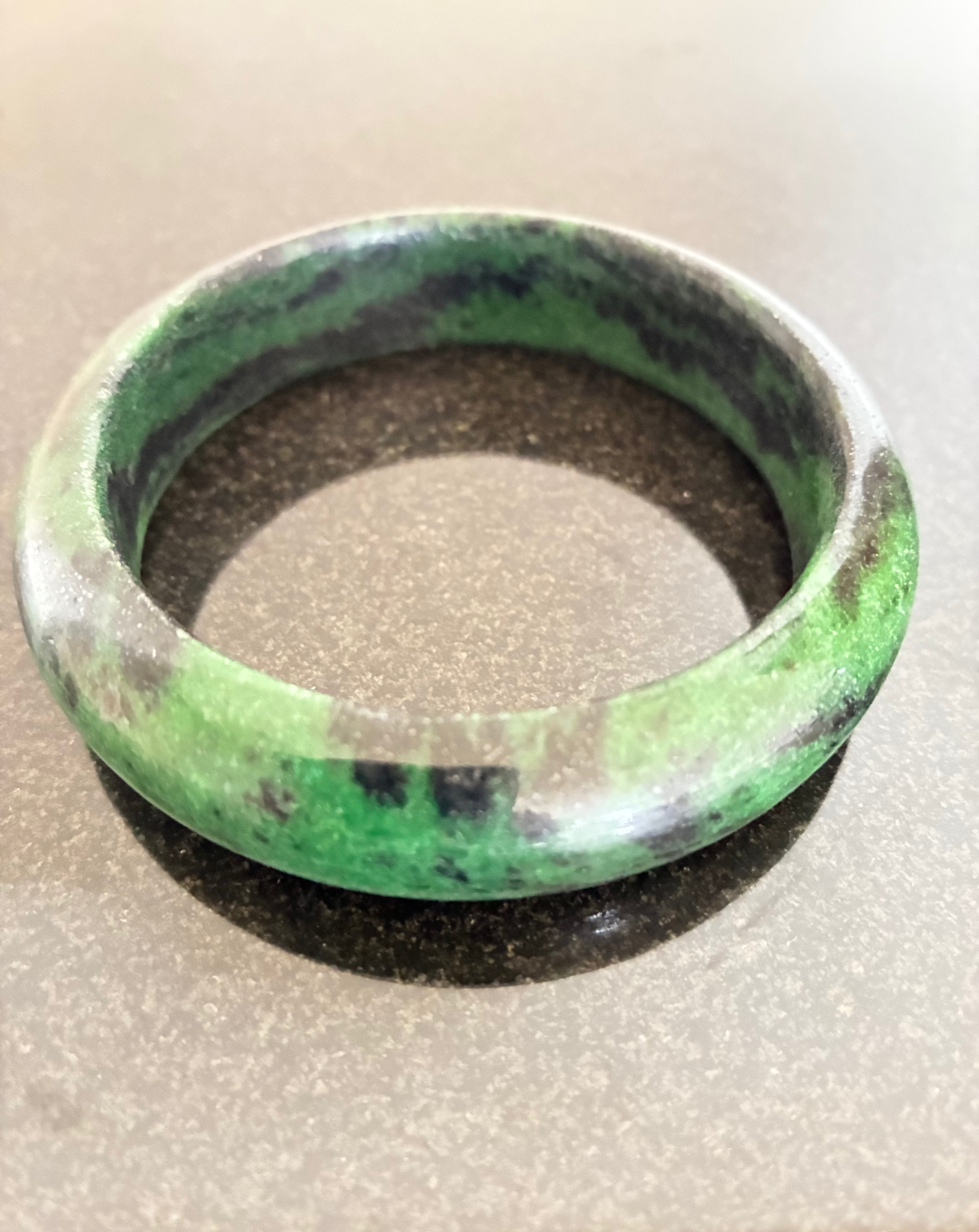 Green Zoisite Bangle - Natural Stone