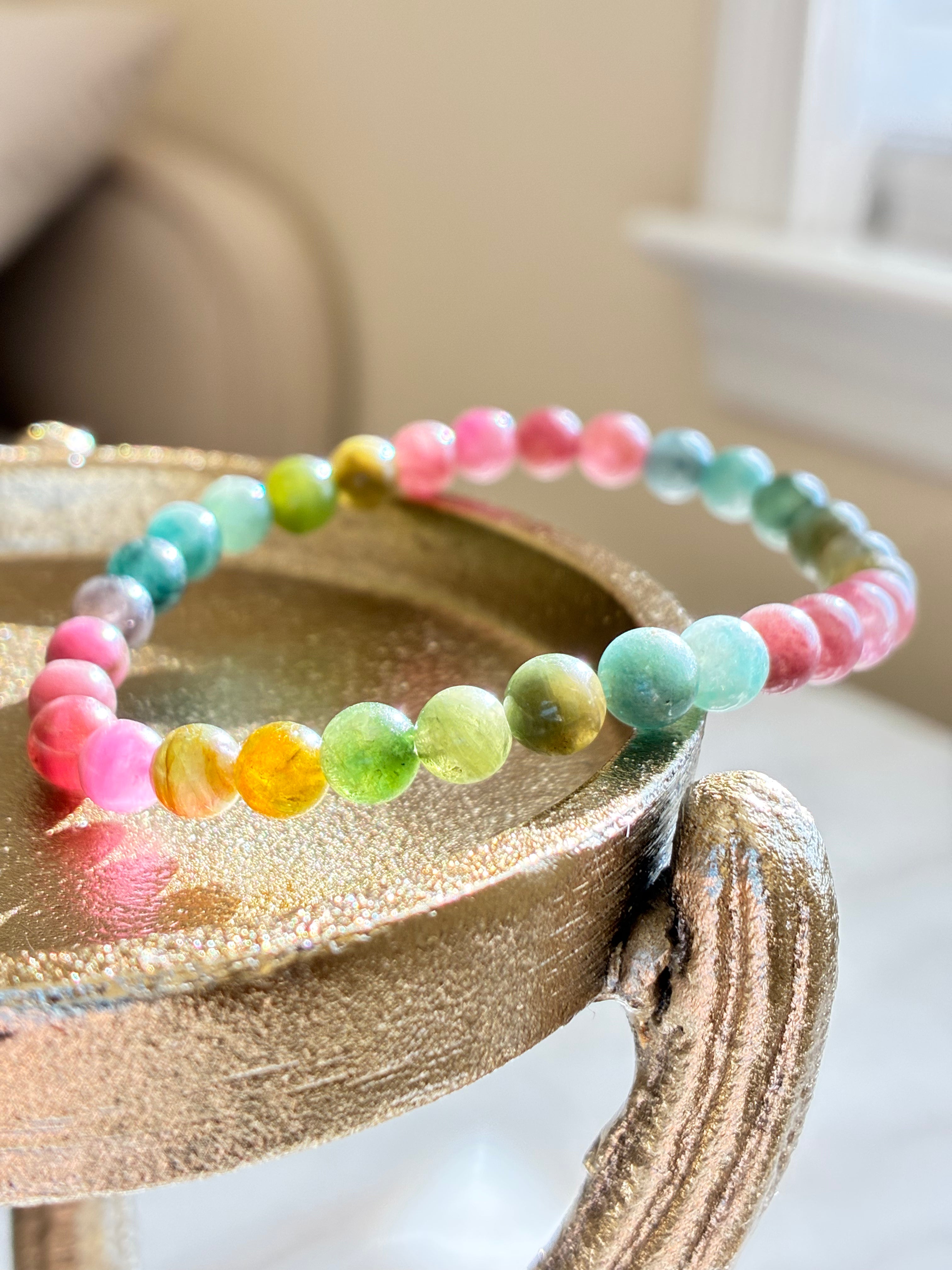 Rainbow Tourmaline Bracelet - Natural Crystal