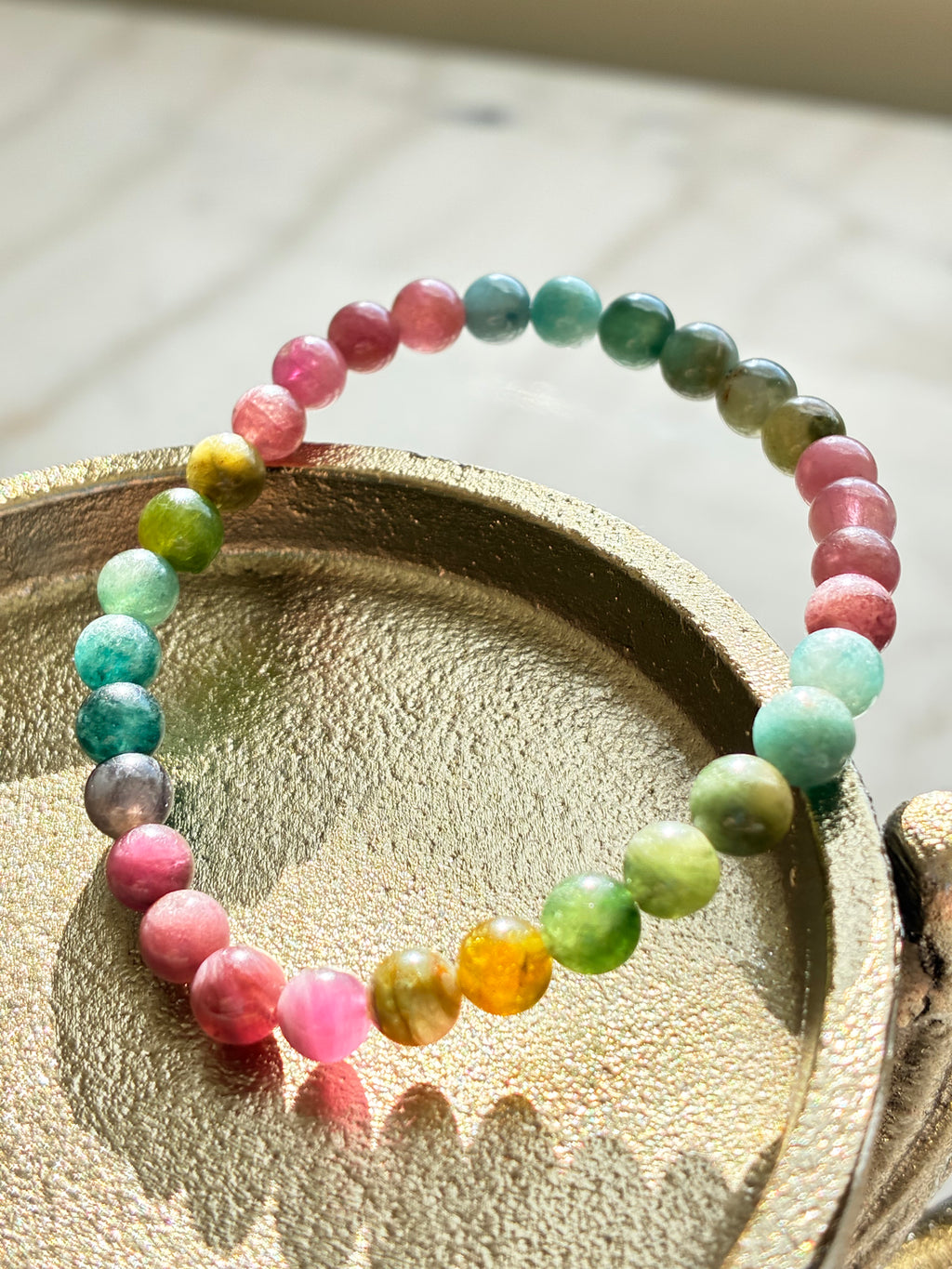 Rainbow Tourmaline Bracelet - Natural Crystal