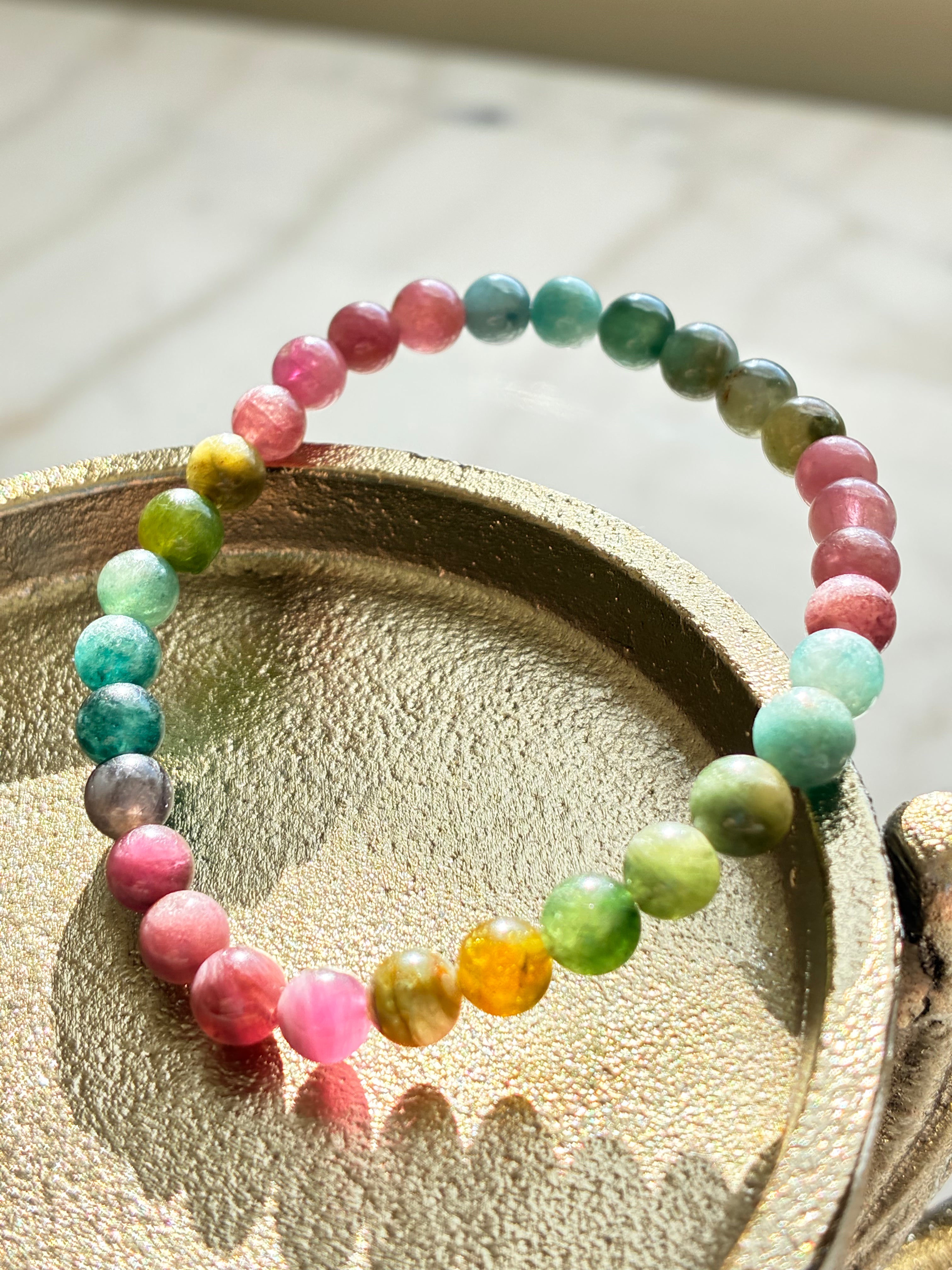 Rainbow Tourmaline Bracelet - Natural Crystal