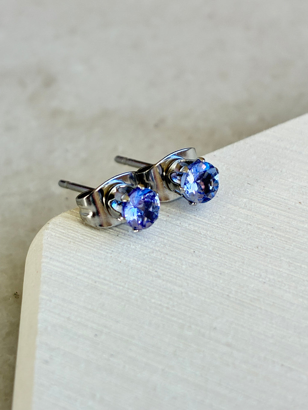 Tanzanite Silver Ring with Tanzanite Stainless Steel Earrings Set