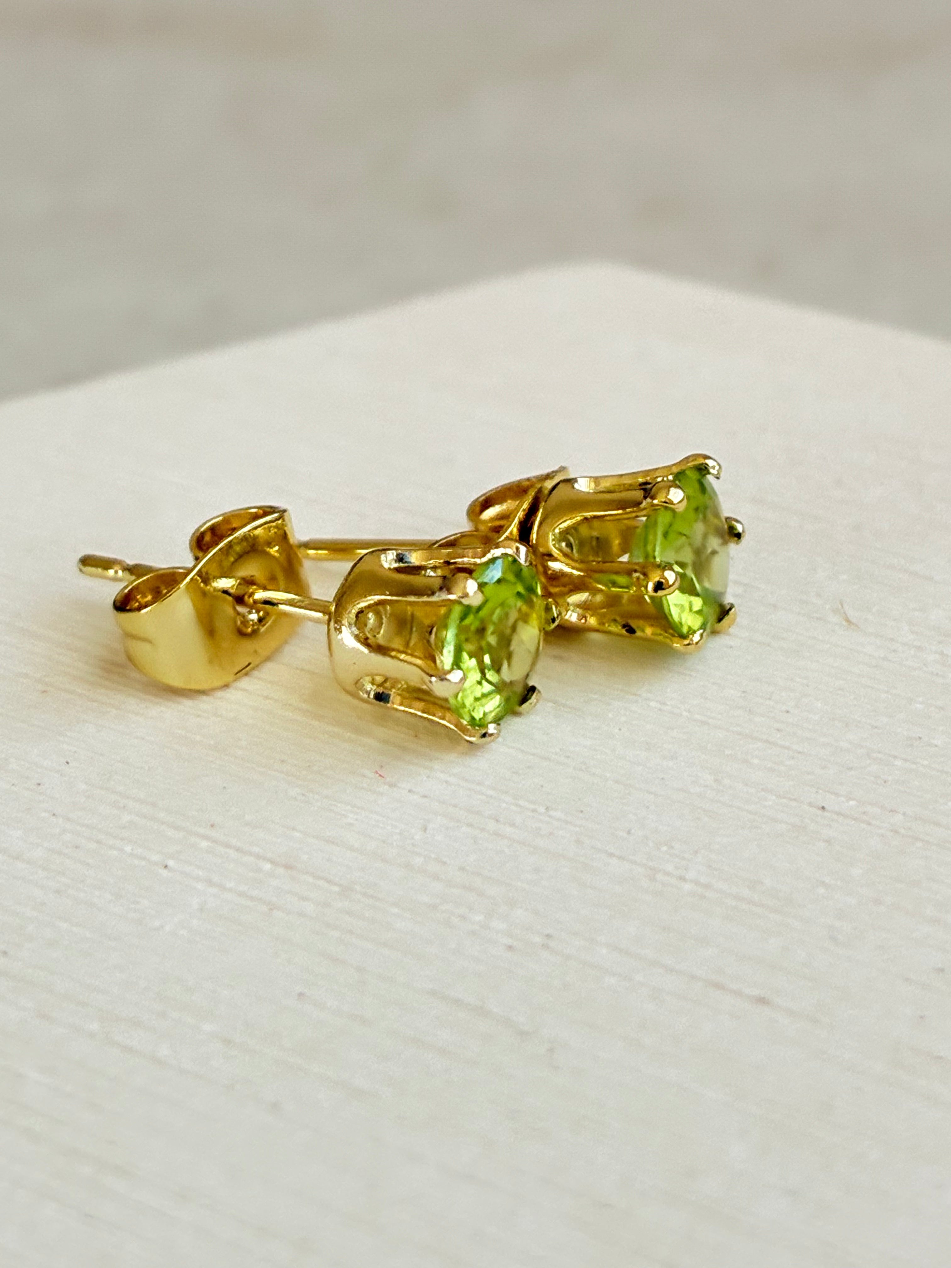 Peridot Gold-plated Stud Earrings