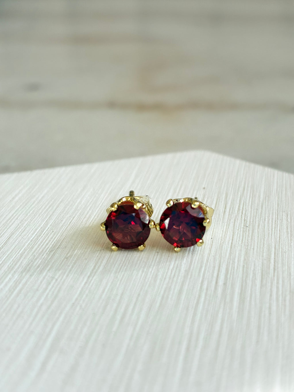 Almandine Garnet Gold-plated Stud Earrings