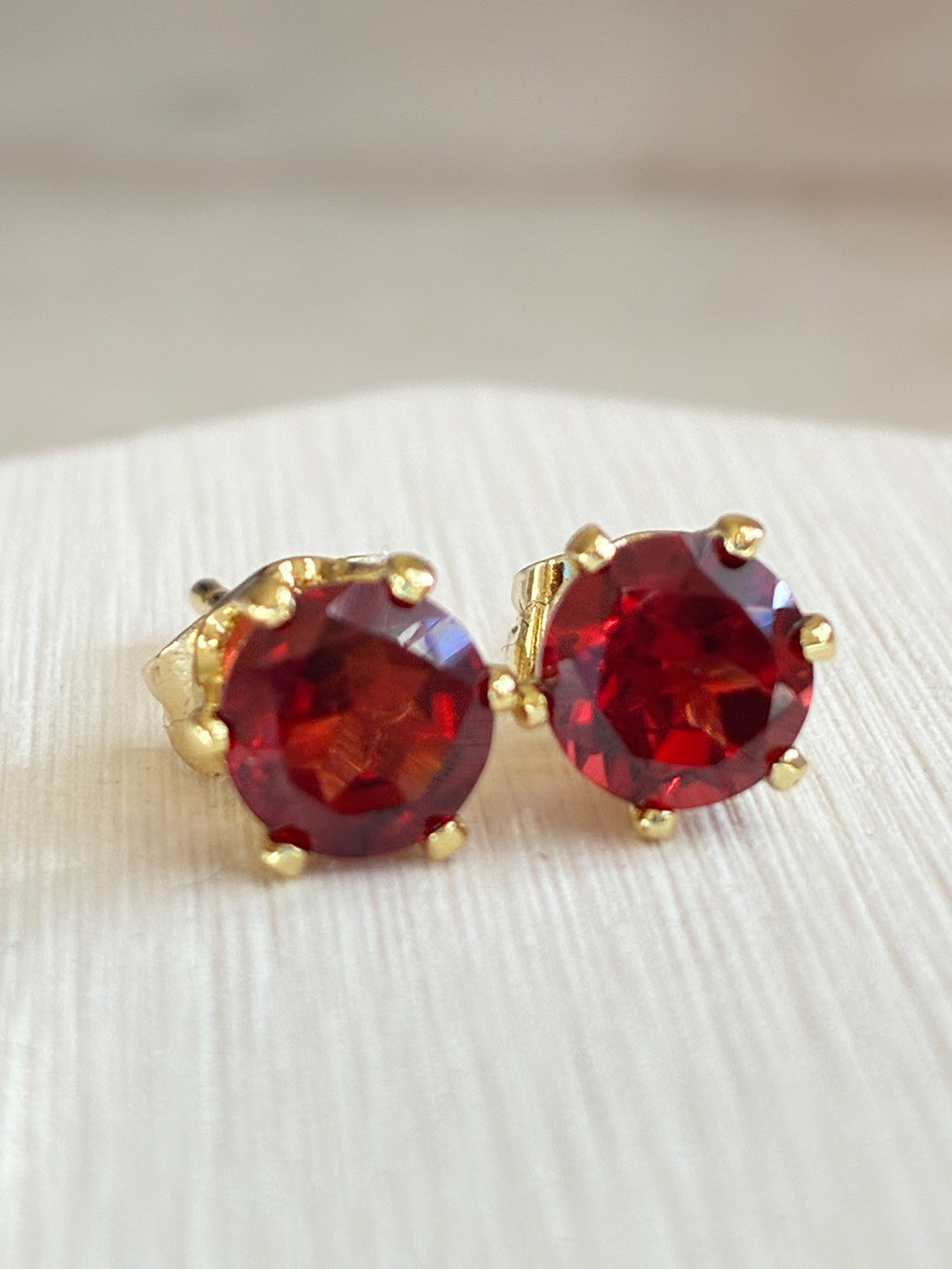 Almandine Garnet Gold-plated Stud Earrings