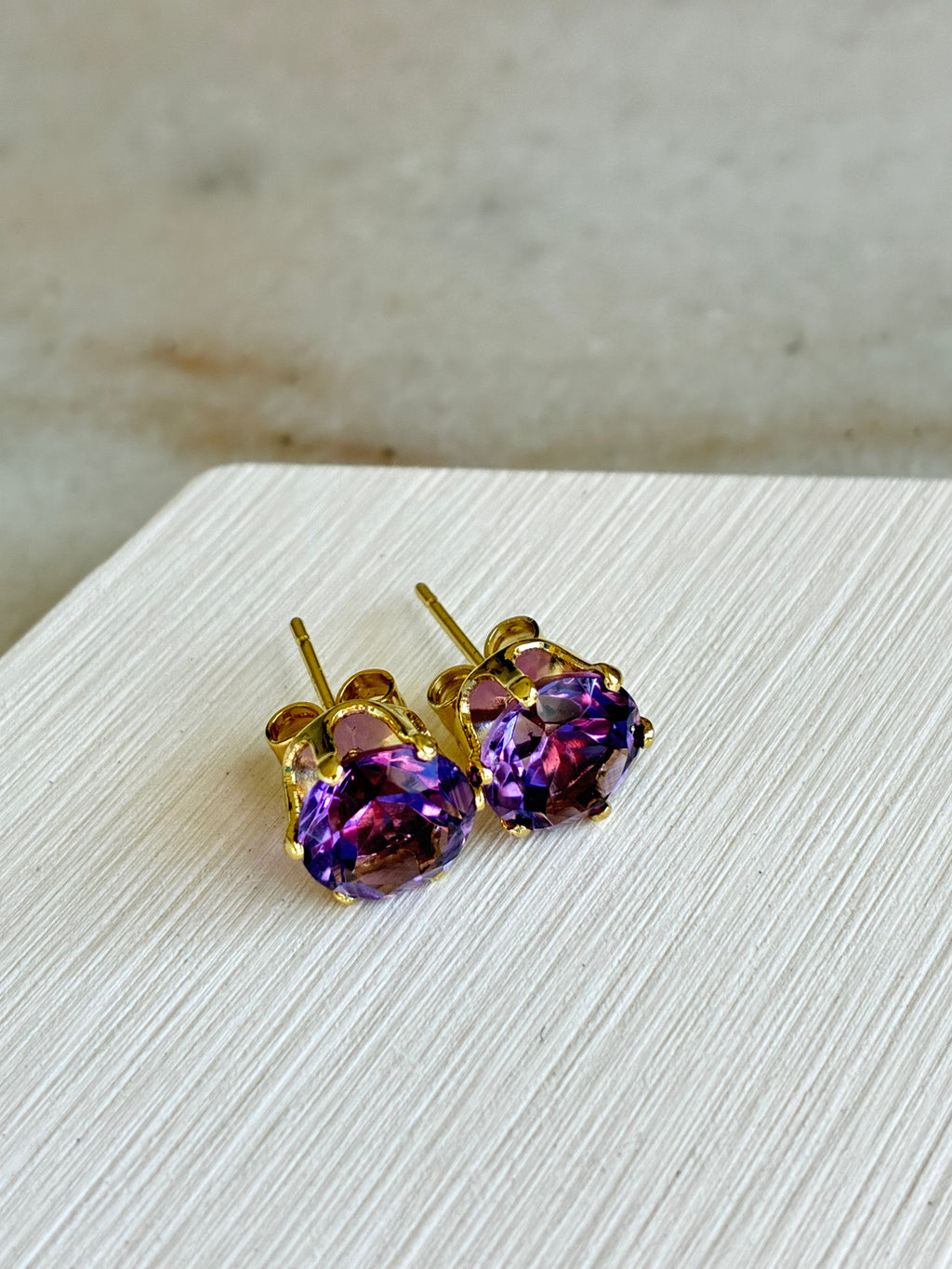 Amethyst Gold-plated Stud Earrings