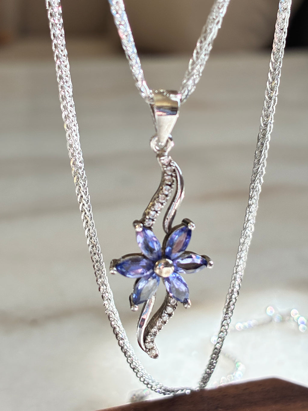 Tanzanite Silver Pendant Necklace