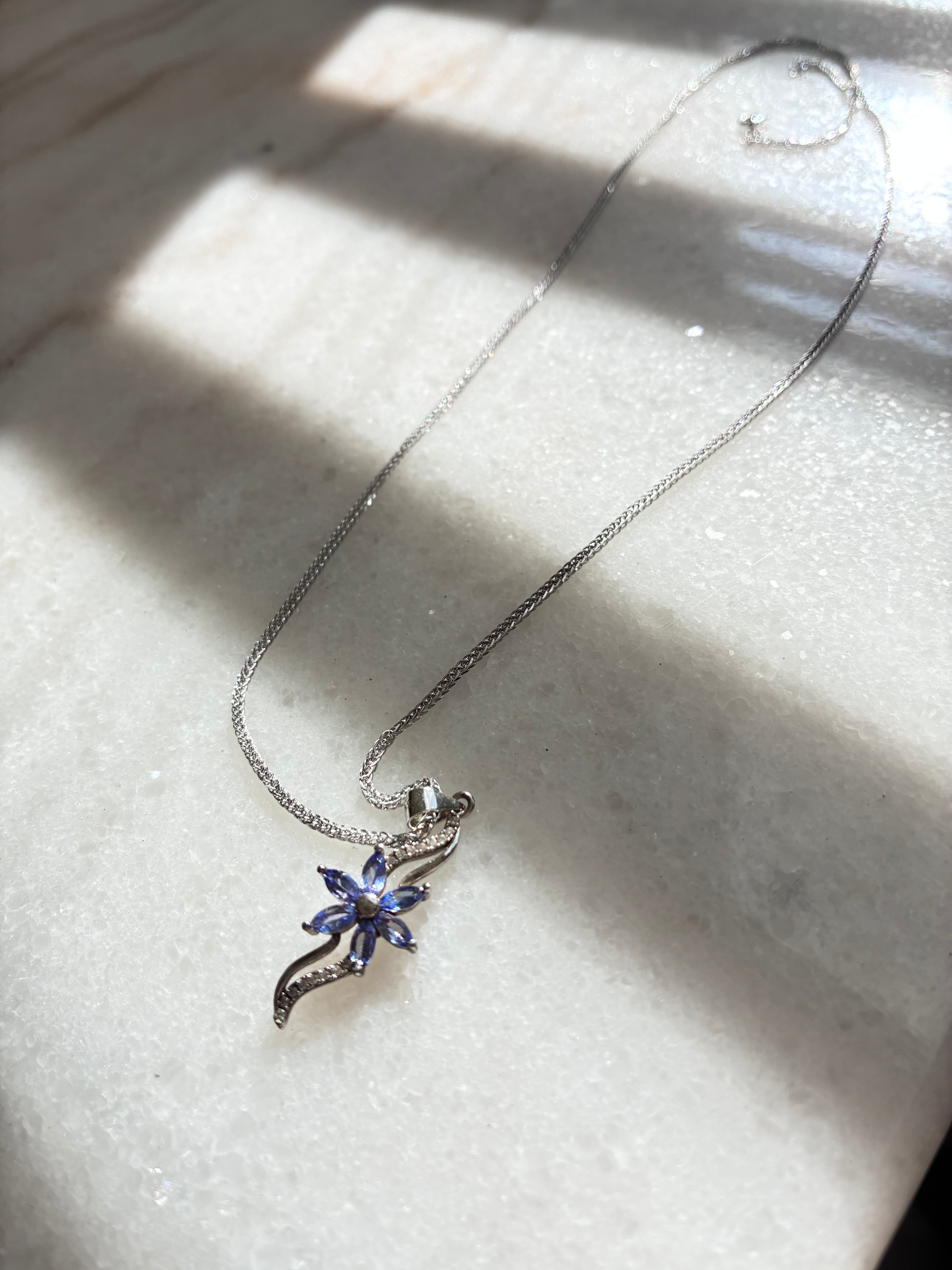Tanzanite Silver Pendant Necklace