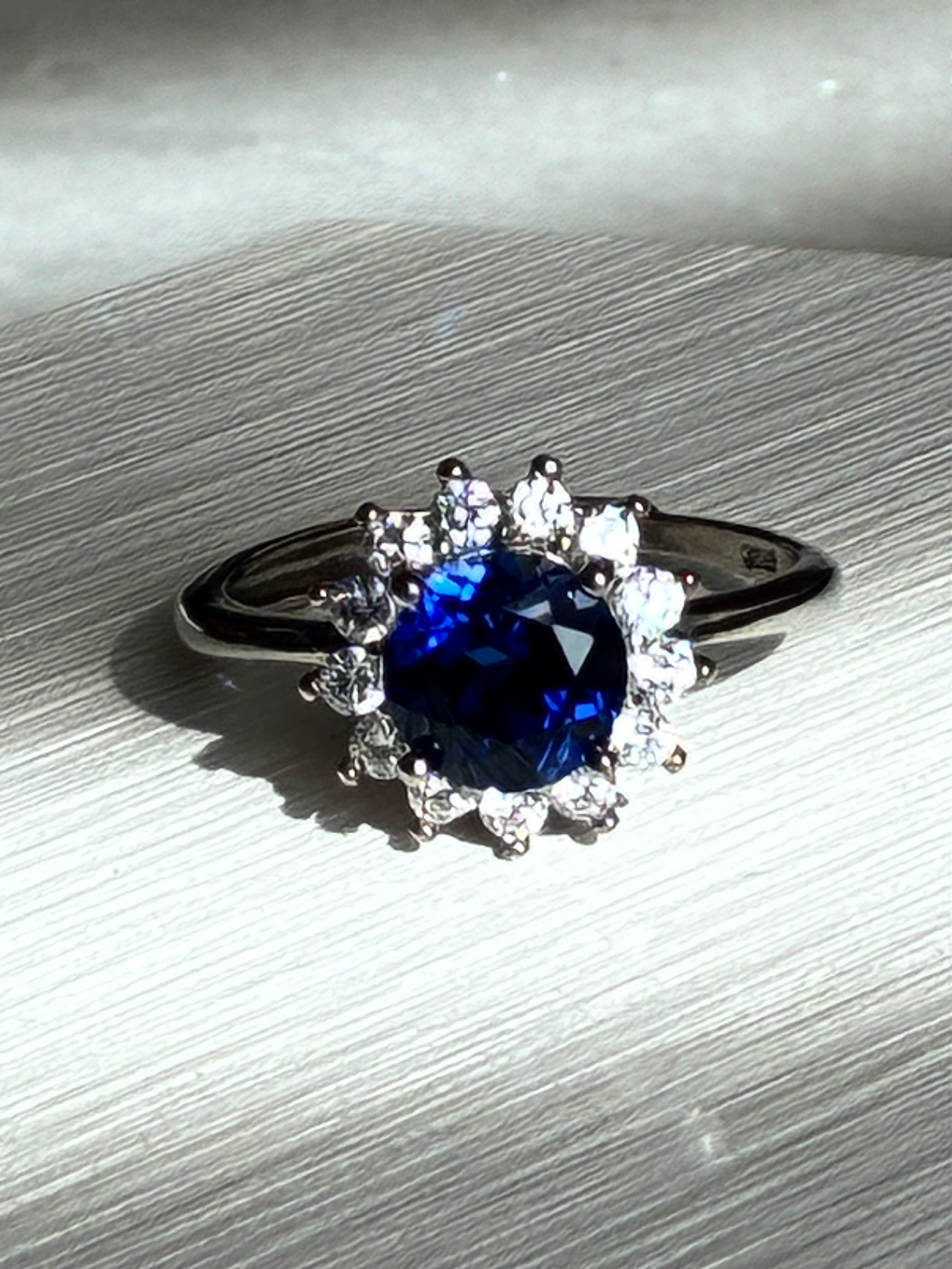 Silver Sapphire Ring (Lab-Created)
