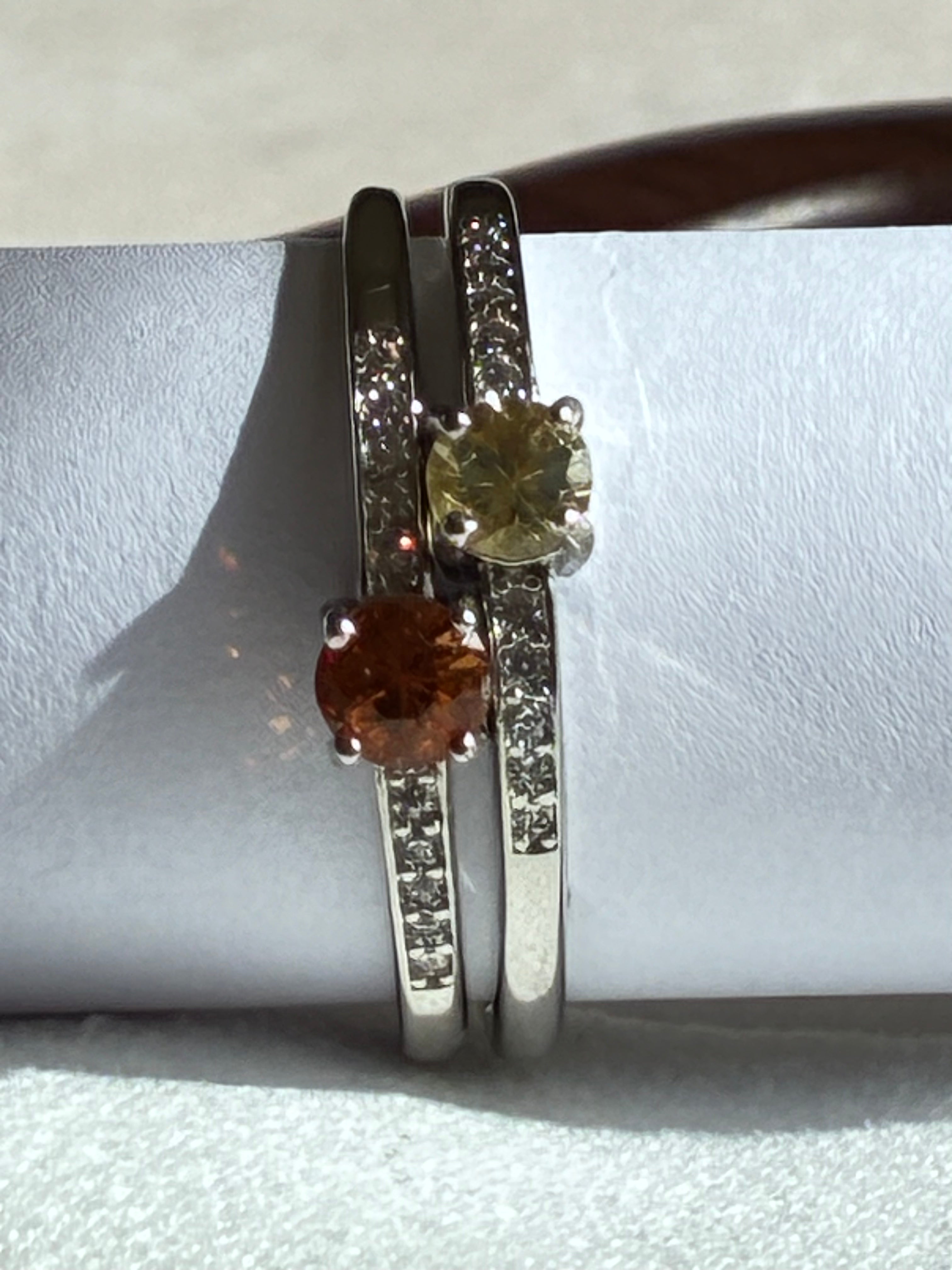 Stackable Silver Gemstone Rings - Sapphire and Spessartine