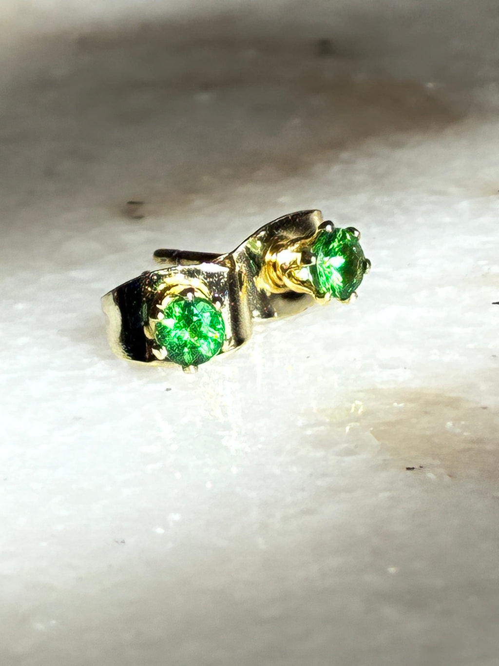 Tsavorite Gold-plated Stud Earrings