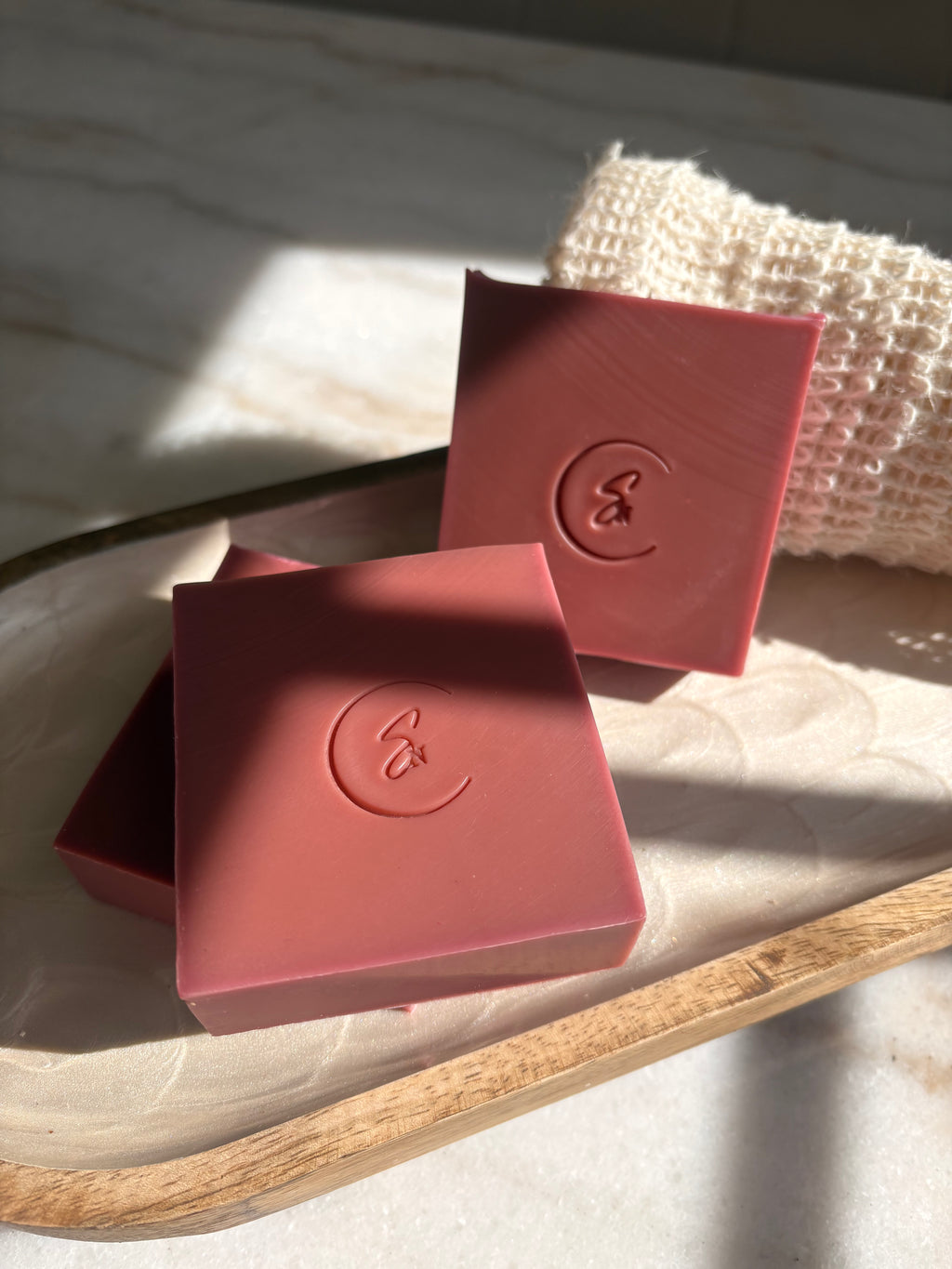 Rhubarb Radiance botanical soap with rich creamy lather.
