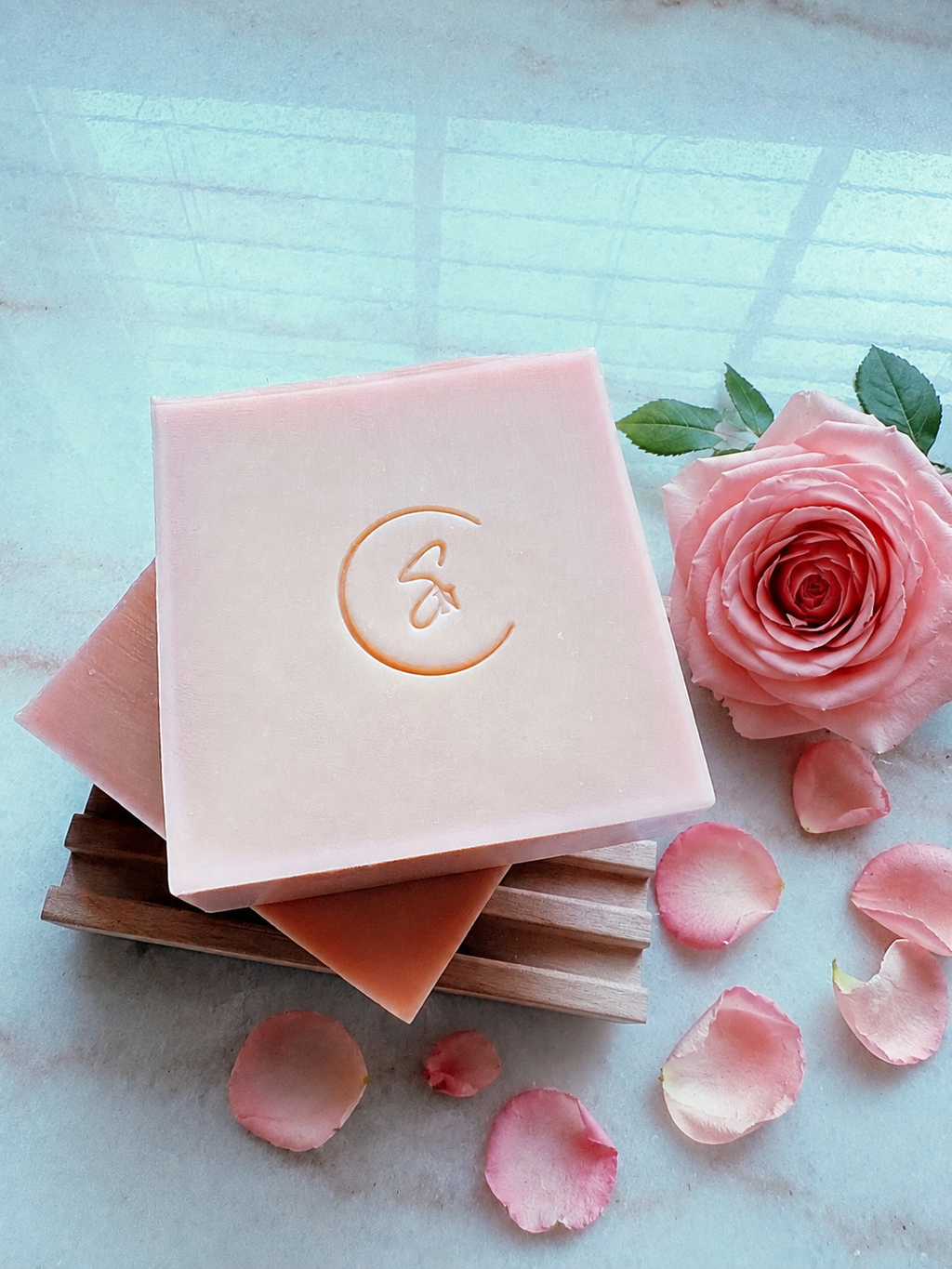 Handmade Rose cold process soap.