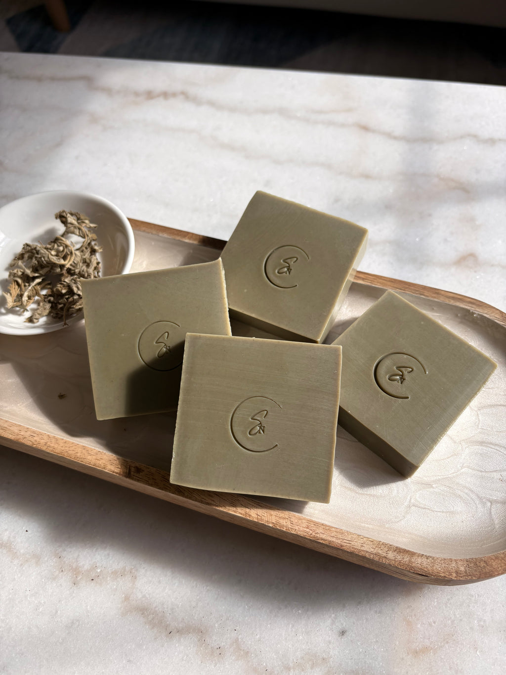 Artemis Moon mugwort handmade soap with natural botanical color