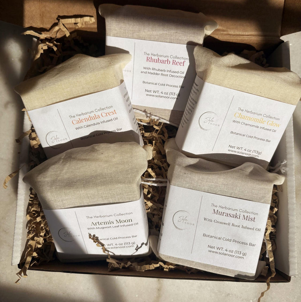 Herbalism Soap Collection | Botanical Soap Gift Set | Handmade Natural Soap Sampler | Mugwort Chamomile Calendula