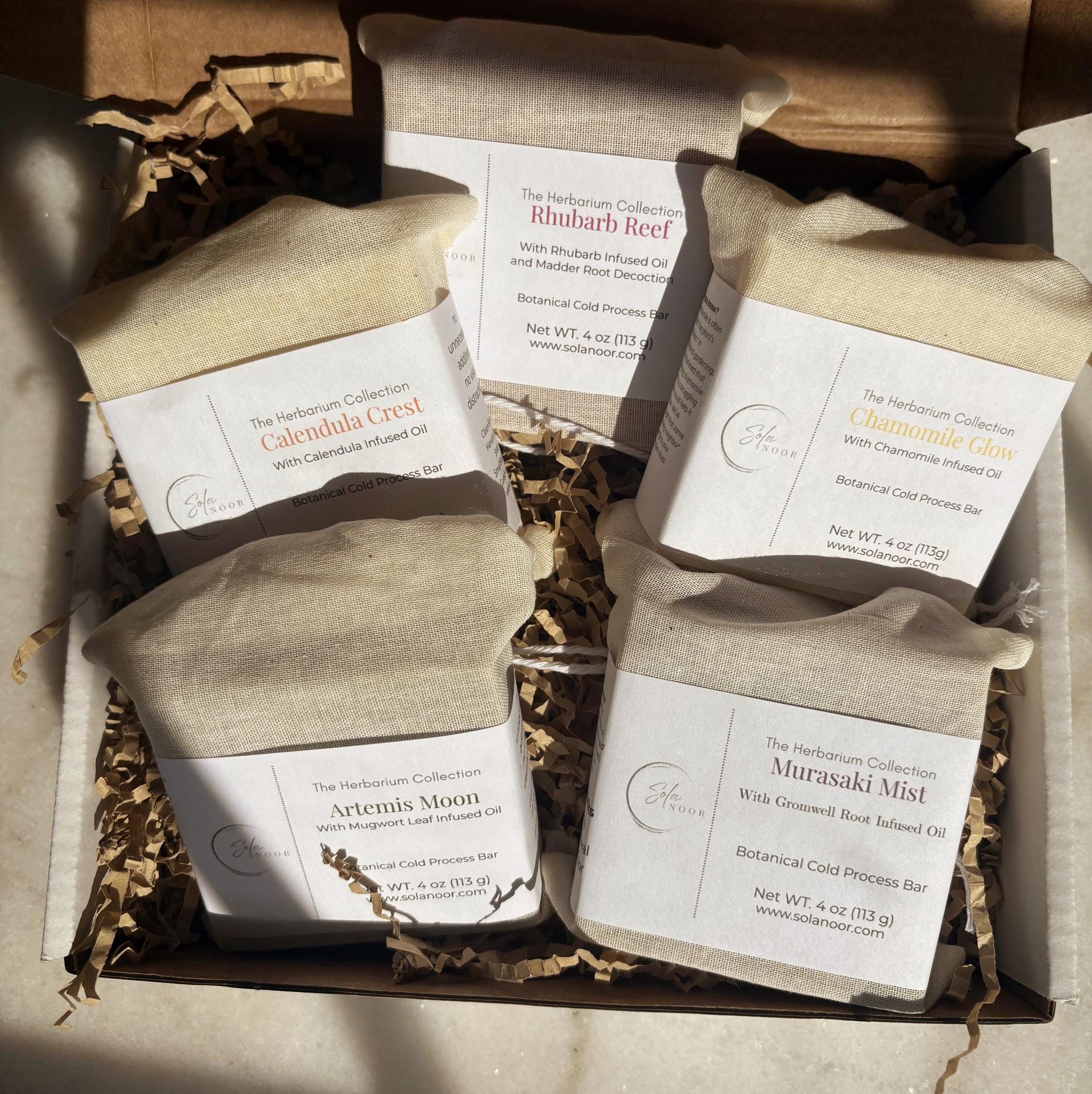 Herbalism Soap Collection | Botanical Soap Gift Set | Handmade Natural Soap Sampler | Mugwort Chamomile Calendula