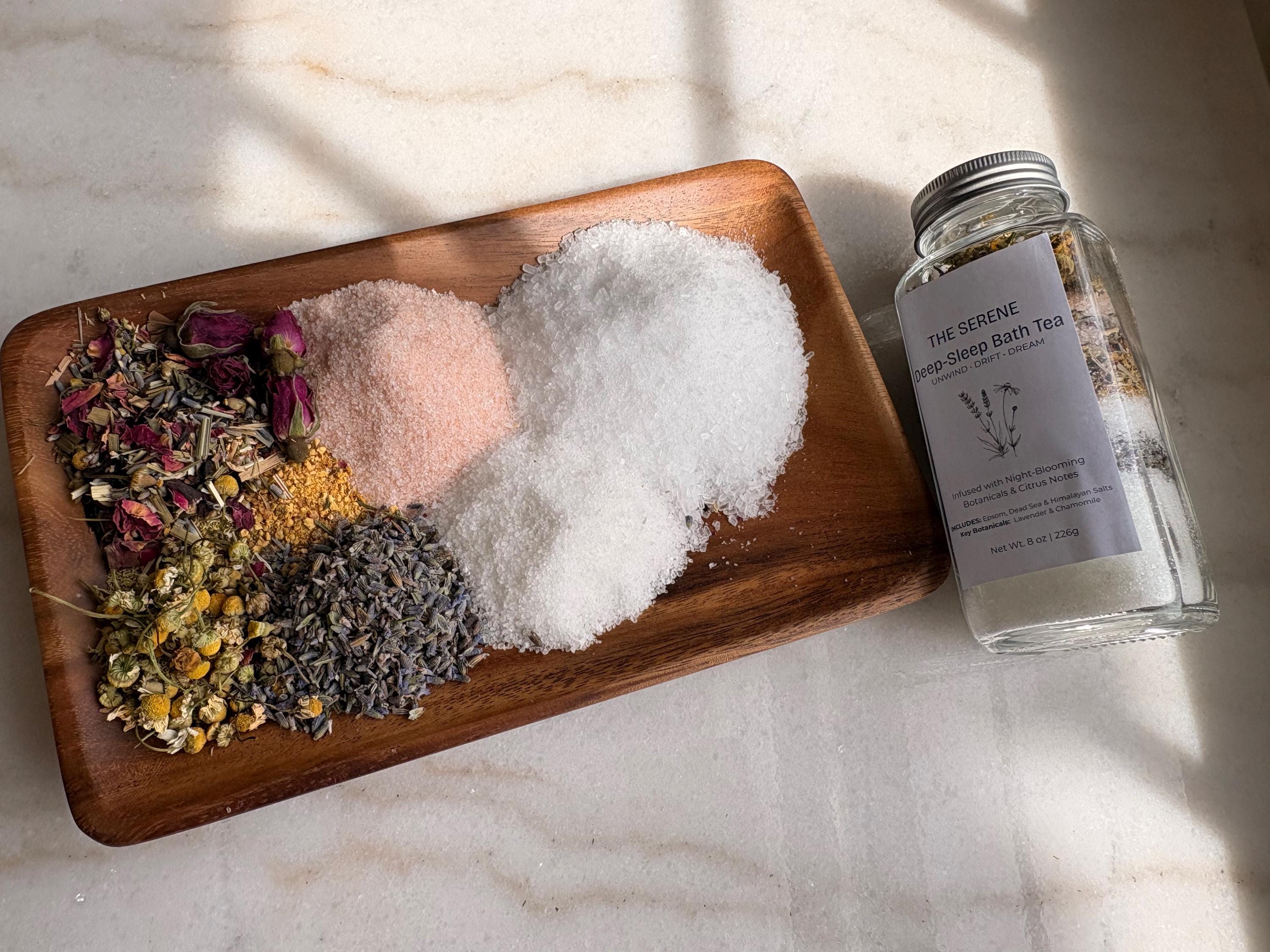 Botanical Bath Salt Tea  - Triple Salt Mineral Soak with Essential Oils & Herbs - 8oz Glass Jar, Gift for Her, Mother's Day Gift