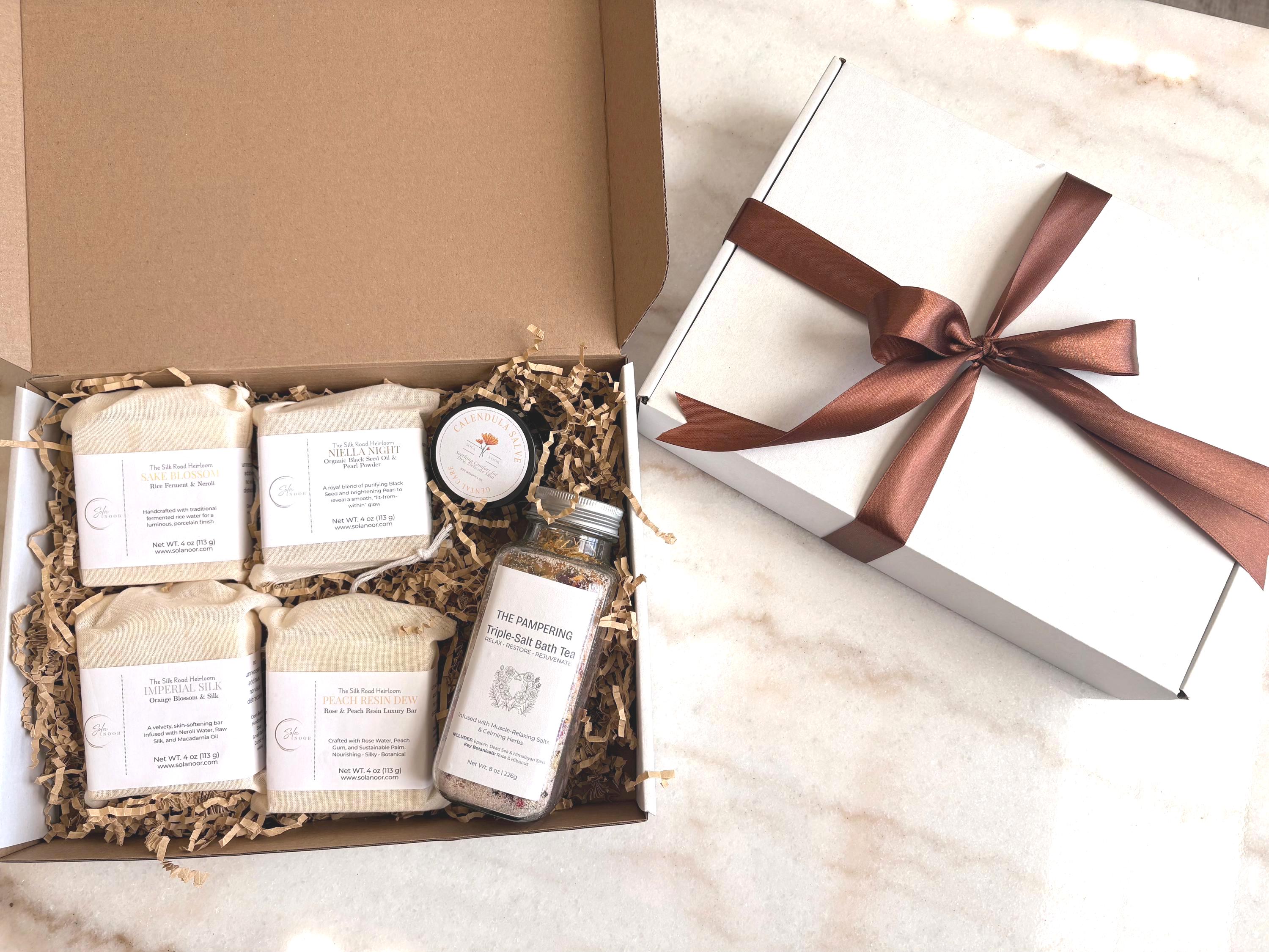 Silk Road Luxury Soap Set | Imperial Silk, Sake Blossom, Peach Resin, Nigella Night Bars, Gift for Her, Mother's Day Gift