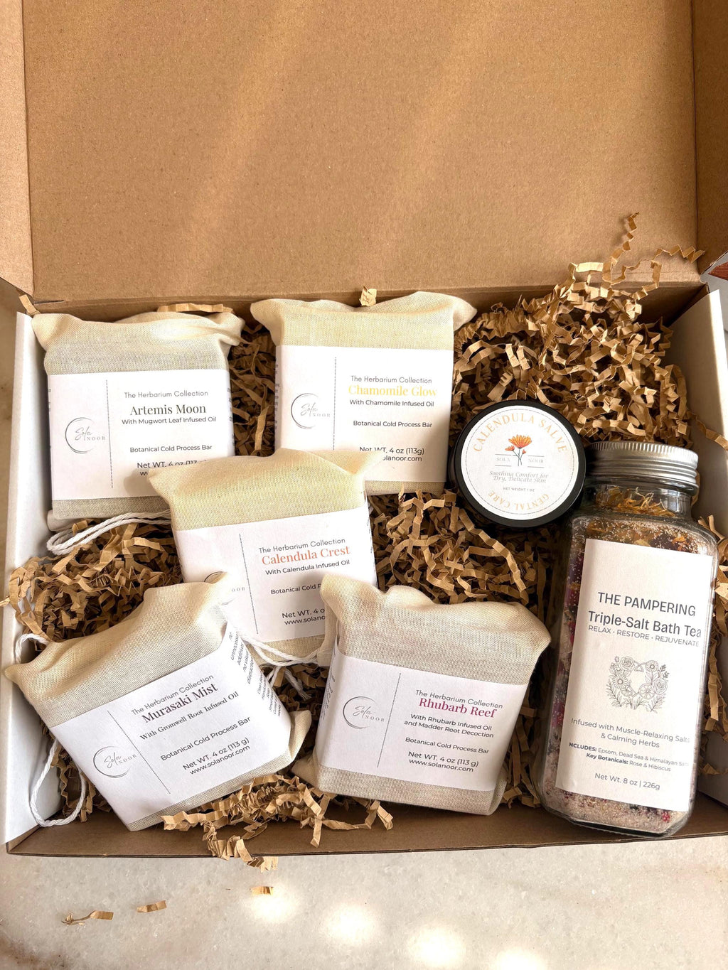 Herbalism Soap Collection | Botanical Soap Gift Set | Handmade Natural Soap Sampler | Mugwort Chamomile Calendula
