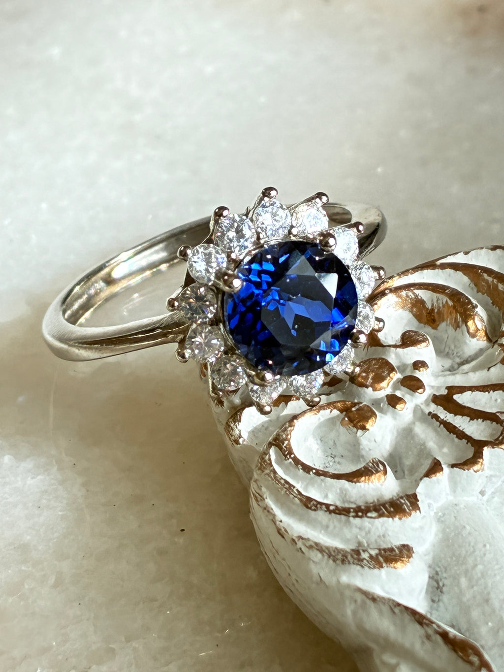Silver Sapphire Ring (Lab-Created)