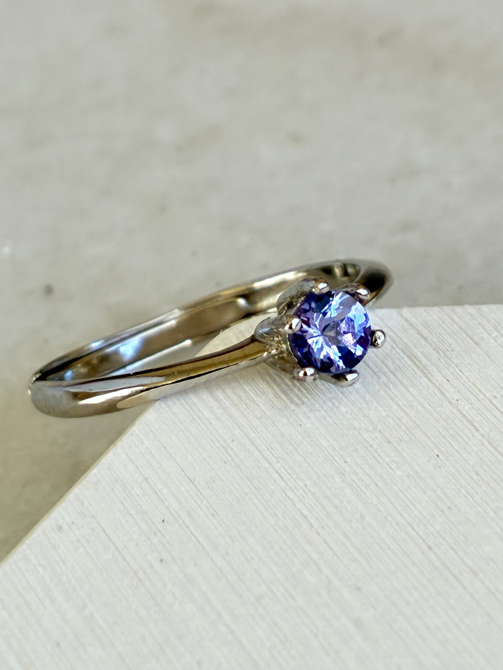 Tanzanite Silver Ring with Tanzanite Stainless Steel Earrings Set