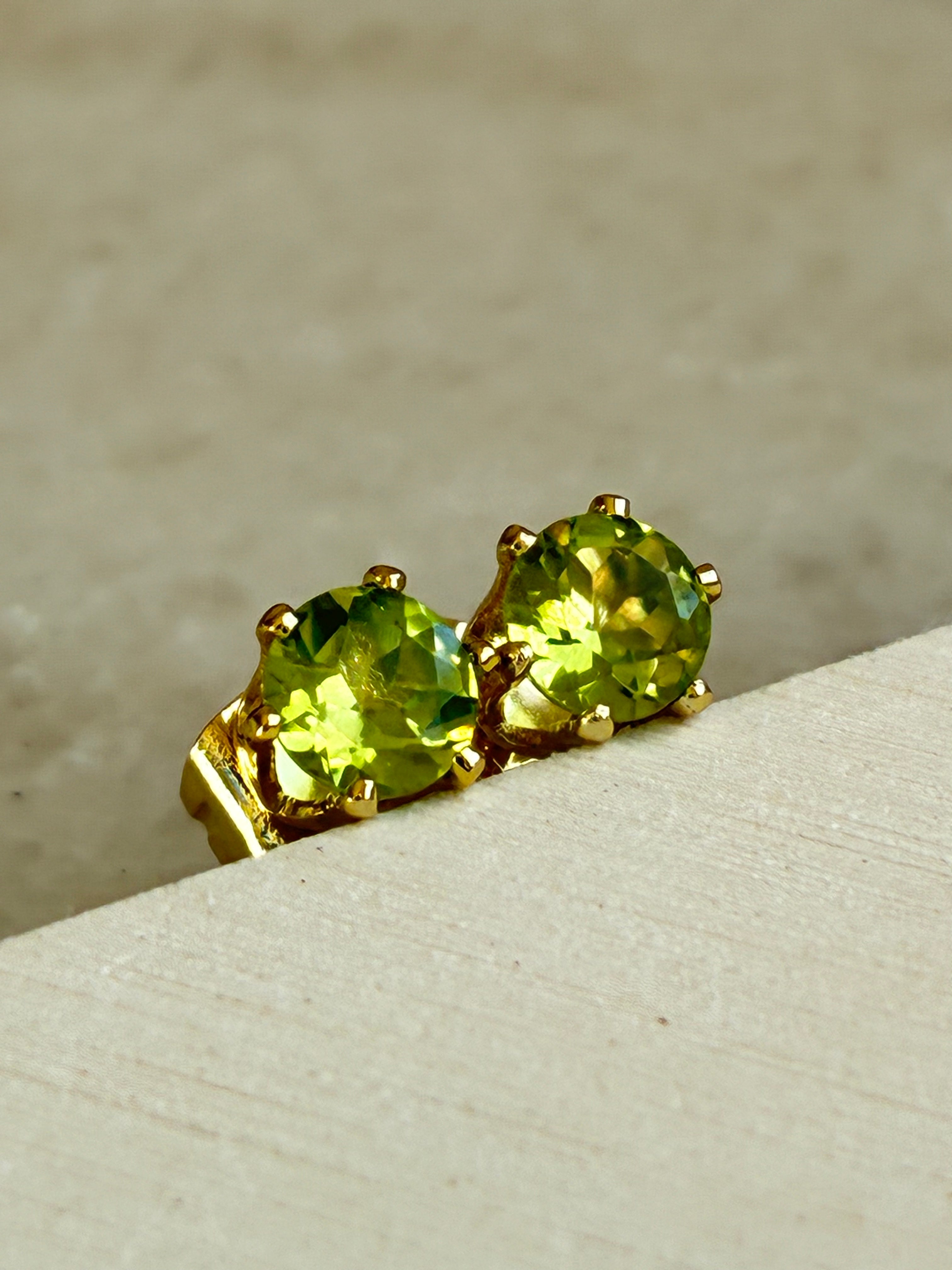 Peridot Gold-plated Stud Earrings