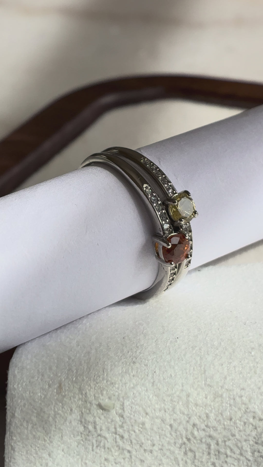 Stackable Silver Gemstone Rings - Sapphire and Spessartine