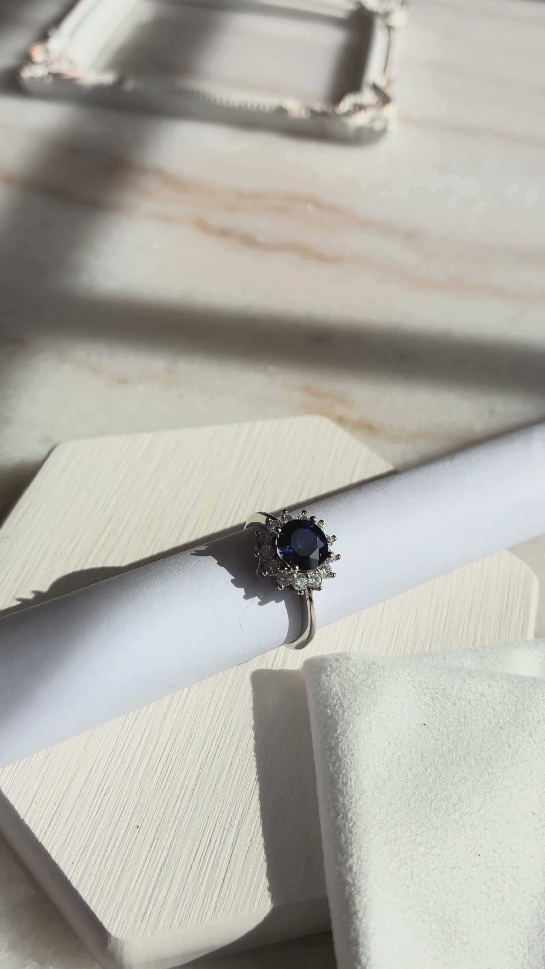 Silver Sapphire Ring (Lab-Created)