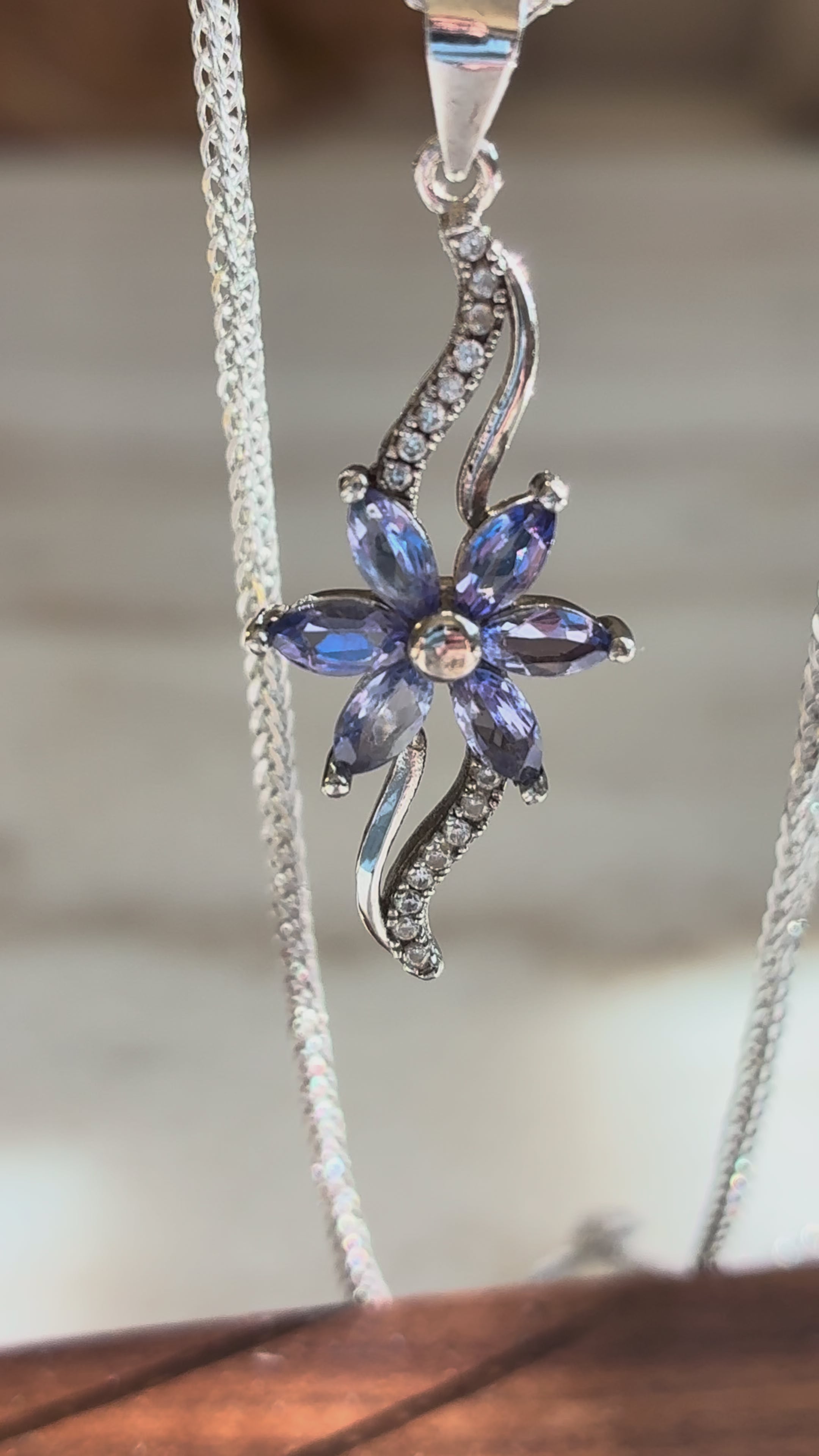 Tanzanite Silver Pendant Necklace